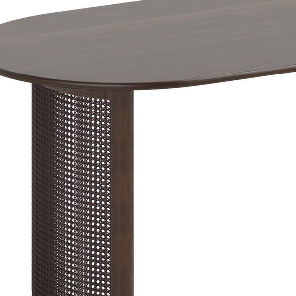 67 Inch Oval Dining Table with Double Pedestal Wood Base Seats Six for Elegant Gatherings