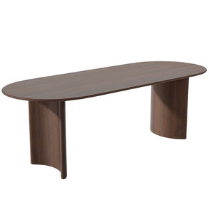 67 Inch Oval Dining Table with Double Pedestal Wood Base Seats Six for Elegant Gatherings