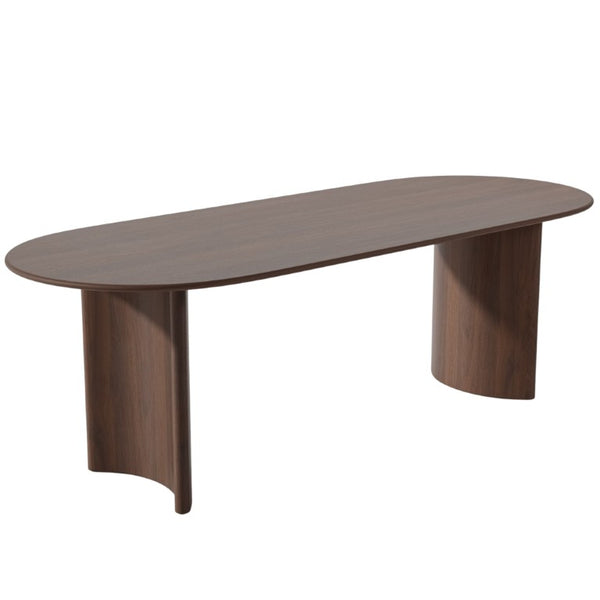 67 Inch Oval Dining Table with Double Pedestal Wood Base Seats Six for Elegant Gatherings