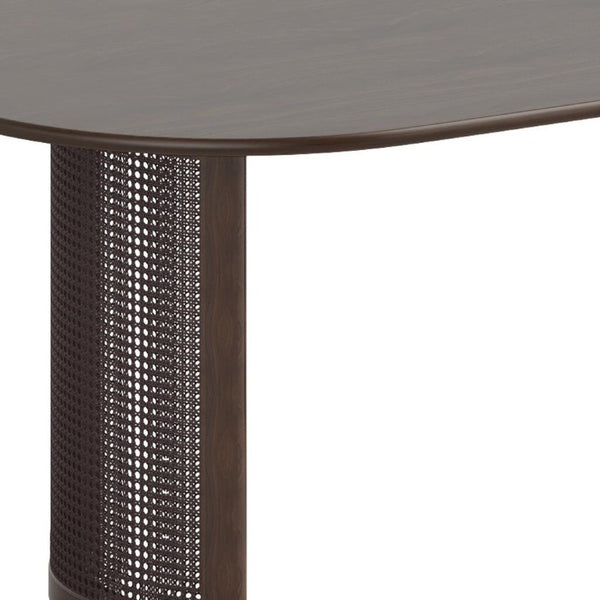 67 Inch Oval Dining Table with Double Pedestal Wood Base Seats Six for Elegant Gatherings