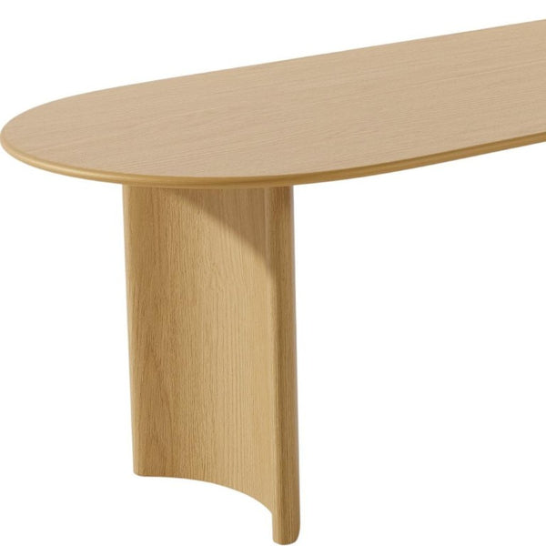 67 Inch Oval Dining Table with Double Pedestal Wood Base Seats Six for Elegant Gatherings