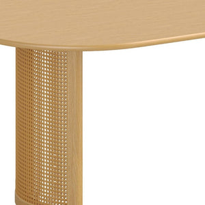 67 Inch Oval Dining Table with Double Pedestal Wood Base Seats Six for Elegant Gatherings