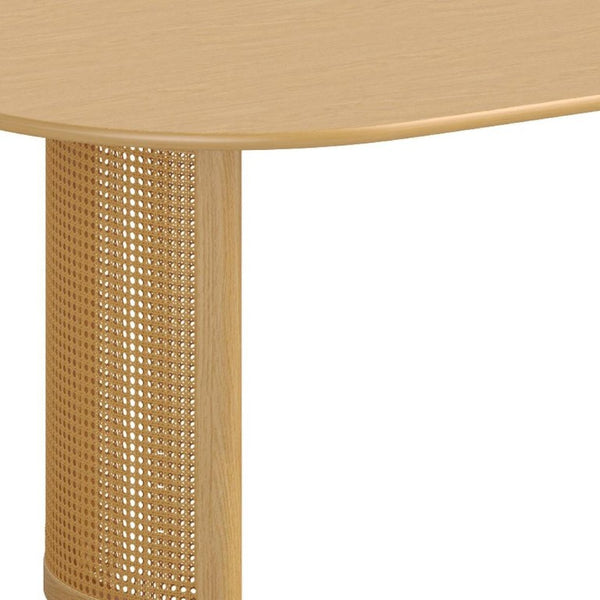 67 Inch Oval Dining Table with Double Pedestal Wood Base Seats Six for Elegant Gatherings