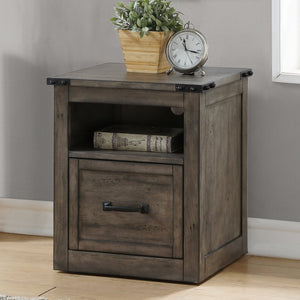 English Elm Storehouse Industrial Rustic File Cabinet Smoked Grey Hardwood with Iron Rivet Hardware B108P468548