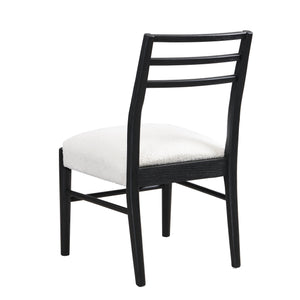 English Elm Christopher Knight Home® - BLACK Beige Dining Chair Set of 2 - Farmhouse Ladder Back Upholstered Rubberwood Seats, Tapered Legs, Cozy Rustic Style N771P192288B