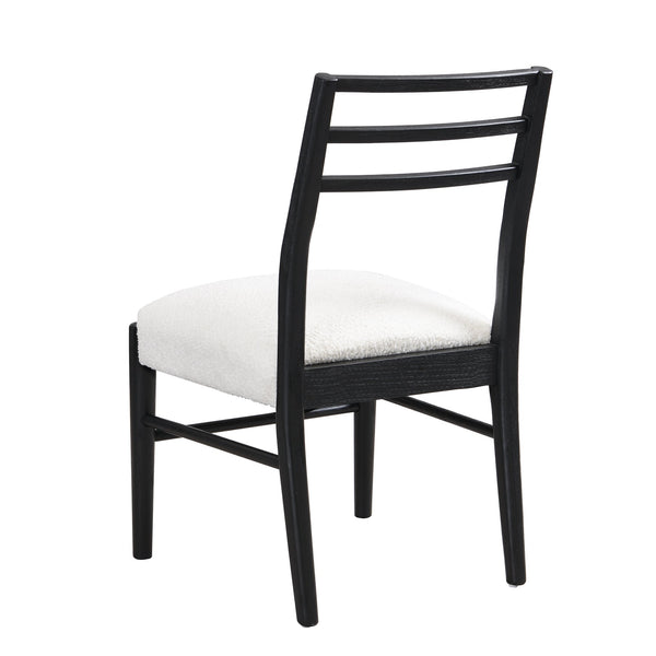 English Elm Christopher Knight Home® - BLACK Beige Dining Chair Set of 2 - Farmhouse Ladder Back Upholstered Rubberwood Seats, Tapered Legs, Cozy Rustic Style N771P192288B