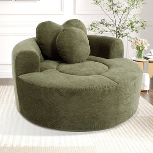 English Elm Round Cloud Sofa Bed Waffle Fabric Memory Foam Convertible Couch for Small Space Living Green W3224P492032