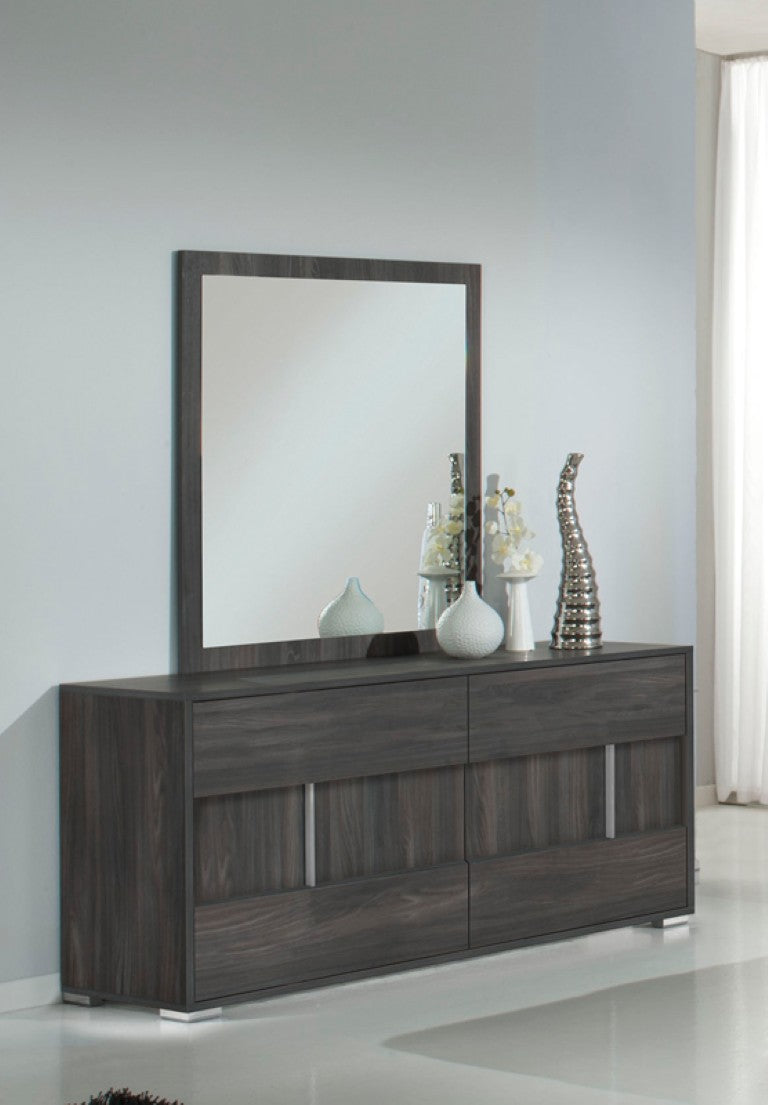 VIG Furniture Moderst Luca Italian Modern Grey Mirror — Matte Grey Quadrilateral Frame, Large 39X41" Reflective Accent VGACLUCA-MIR-GRY