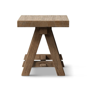 English Elm Hawthorne Reclaimed Elm Square Side Table with Trestle Base for Modern Rustic Interiors Brown B2719P474458