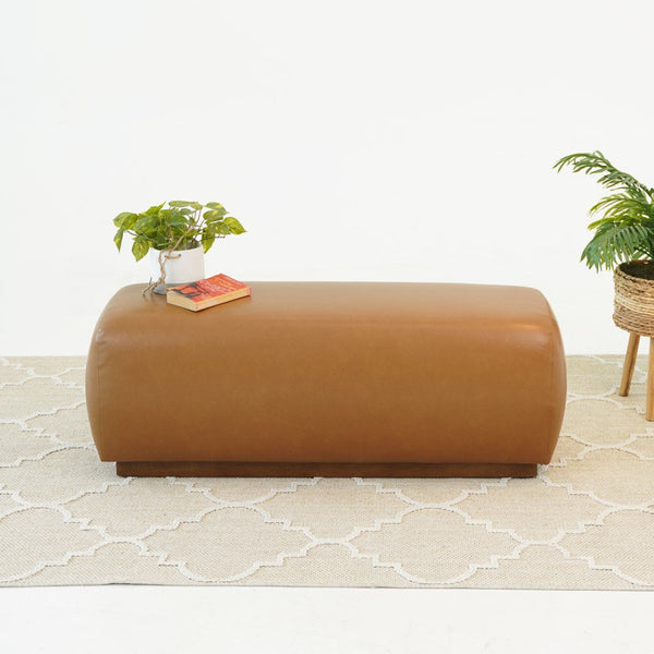 English Elm Kelvin Handcrafted Vegan Leather Upholstered Bench for Entryway Bedroom Footboard B183P281175