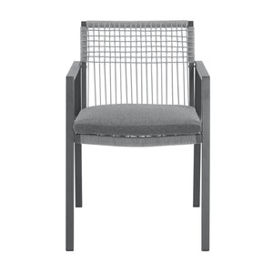 English Elm Christopher Knight Home® - Outdoor 7-Piece Dining Set: Modern Aluminum Chairs With Rope Seating & Faux Wood Table, Gray-Black N768P196697G_60452.00