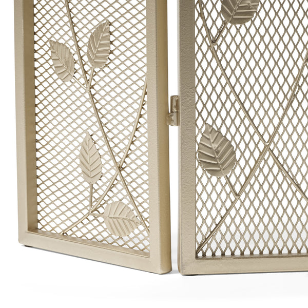 English Elm Christopher Knight Home® - FIRE Screen Gold Iron Fireplace Shield with Decorative 35.25x26.75 Inch Durable Heat-Resistant Guard 65186.00GLD