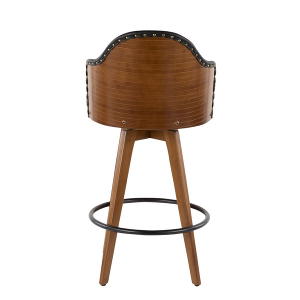English Elm Contemporary High Back Upholstered Barstool Set with Black Steel Frame for Kitchen B202P222357