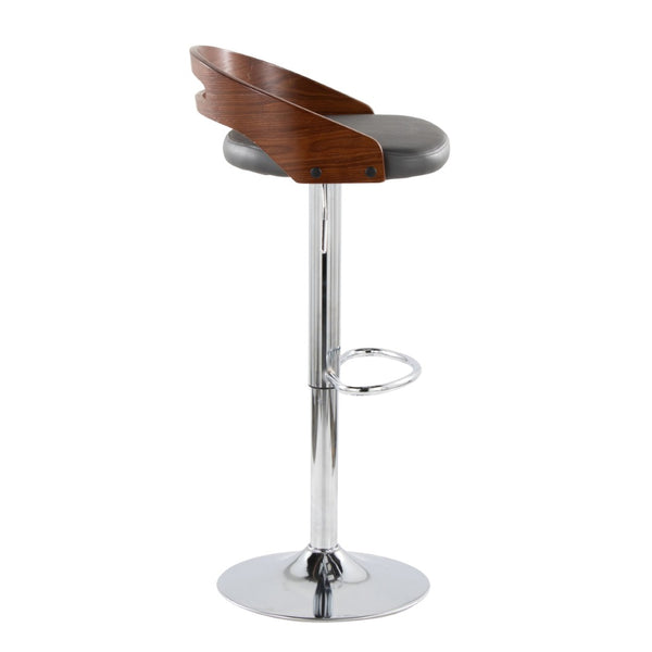 English Elm Adjustable Swivel Barstools Set of Two with Chrome Base Mid-century Kitchen Counter Seating Walnut B202S01966
