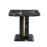 English Elm Modern Minimalist Black Marble-Patterned Mdf Square Coffee Table. Add A Quiet and Cozy Atmosphere To Your Home.Black,Mdf Coffee Table,Density Board Sticker,Side Table.