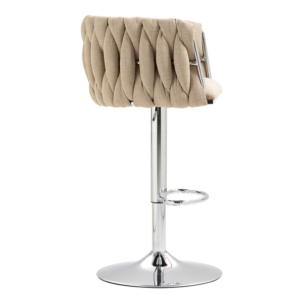 English Elm 360° Fabric Swivel Bar Stools Set of 2 with High Rebound Sponge Cushions, Adjustable Metal Legs, Modern Design Yellow W2215P252780