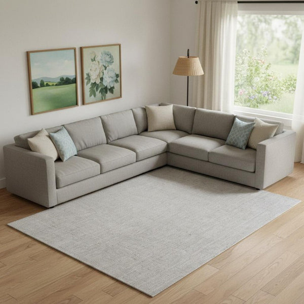 8 Foot X 10 Hand Woven Wool Blend Area Rug Artisan Gray Transitional Living Room