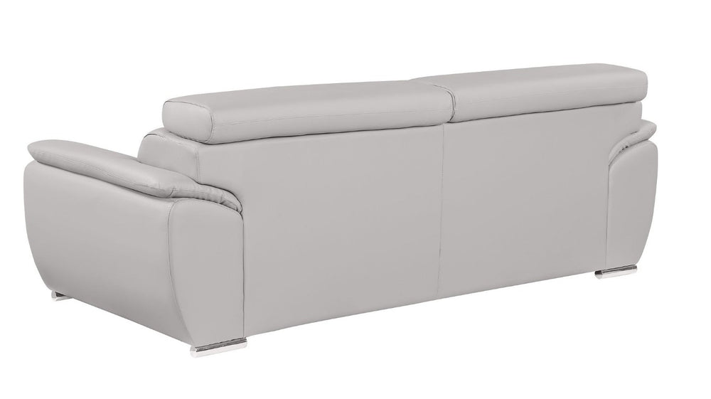 HomeRoots 86 Inch Top Grain Leather Sofa in Light Gray for Modern Living Room Comfort 721566