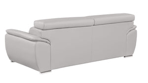 86 Inch Top Grain Leather Sofa in Light Gray for Modern Living Room Comfort