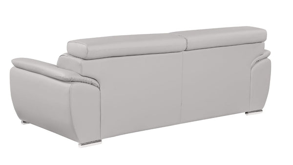 86 Inch Top Grain Leather Sofa in Light Gray for Modern Living Room Comfort
