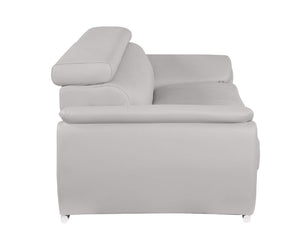 86 Inch Top Grain Leather Sofa in Light Gray for Modern Living Room Comfort