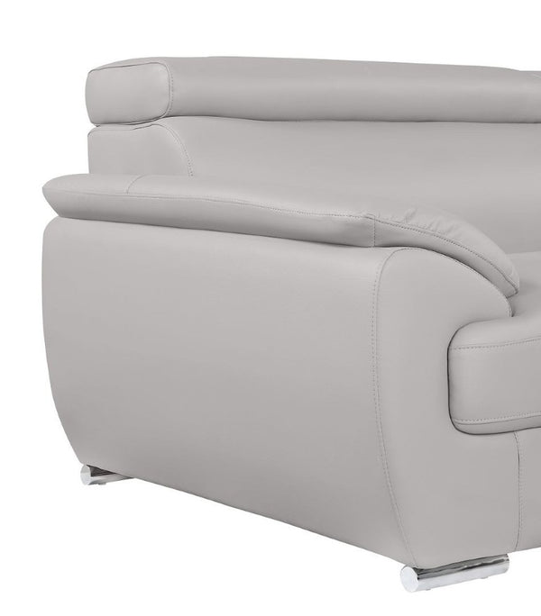 86 Inch Top Grain Leather Sofa in Light Gray for Modern Living Room Comfort