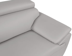 86 Inch Top Grain Leather Sofa in Light Gray for Modern Living Room Comfort