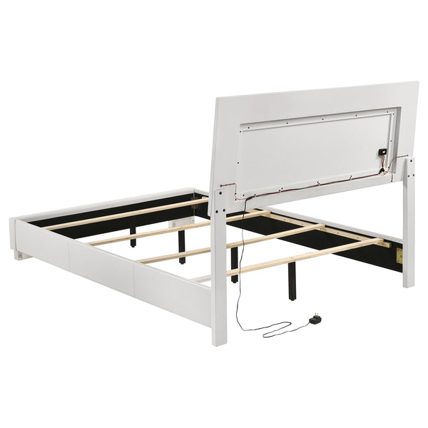 English Elm Dulcey Modern 5-Piece Full Bedroom Set With Led Lighting, High-Gloss Finish & Ample Storage Solutions B062S01326