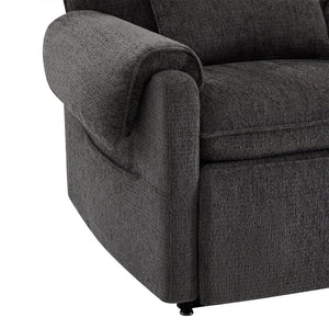 English Elm Jennifer Taylor Home - Glenn Power Lift Assist Recliner - Steel Gray Chenille, Lumbar Pillow, Side Pocket, Quiet Motor B2719P328584
