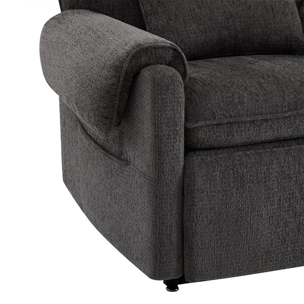 English Elm Jennifer Taylor Home - Glenn Power Lift Assist Recliner - Steel Gray Chenille, Lumbar Pillow, Side Pocket, Quiet Motor B2719P328584