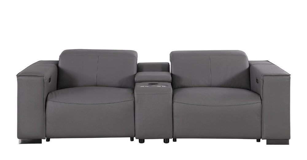 HomeRoots Two Piece Genuine Leather Sectional Sofa Set for Five in Modern Living Rooms 721603