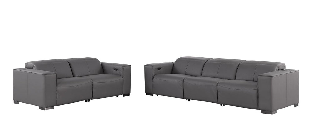HomeRoots Two Piece Genuine Leather Sectional Sofa Set for Five in Modern Living Rooms 721603