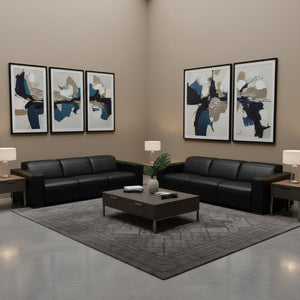Two Piece Genuine Leather Sectional Sofa Set for Five with Bold Modern Appeal