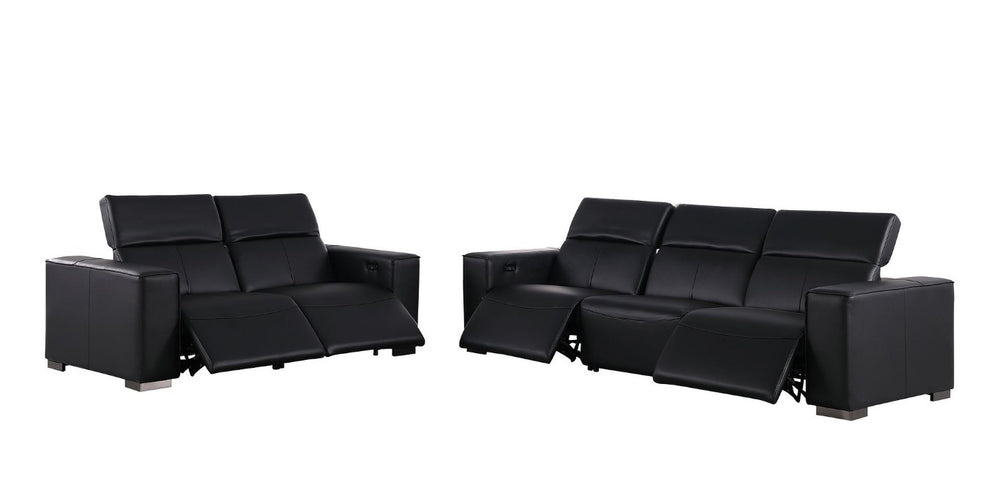HomeRoots Two Piece Genuine Leather Sectional Sofa Set for Five with Bold Modern Appeal 721605