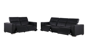 HomeRoots Two Piece Genuine Leather Sectional Sofa Set for Five with Bold Modern Appeal 721605