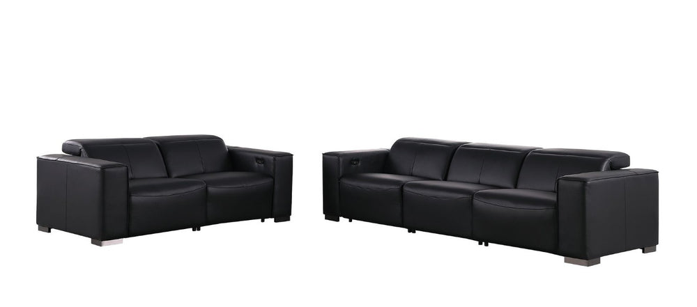 HomeRoots Two Piece Genuine Leather Sectional Sofa Set for Five with Bold Modern Appeal 721605
