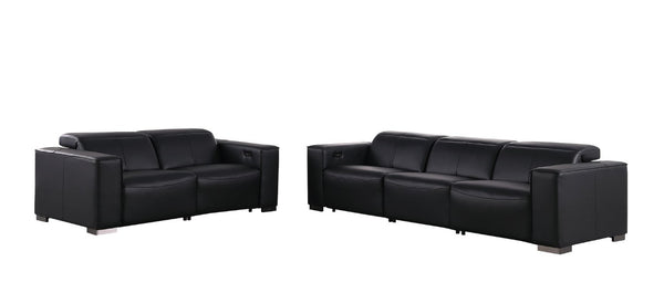 Two Piece Genuine Leather Sectional Sofa Set for Five with Bold Modern Appeal