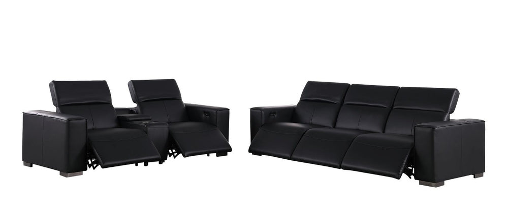 HomeRoots Two Piece Genuine Leather Sectional Sofa Set for Five with Bold Living Room Appeal 721607