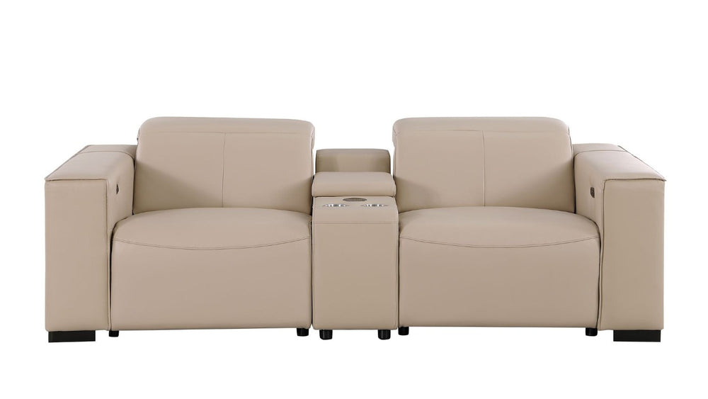 HomeRoots Two Piece Genuine Leather Sectional Sofa Set for Sophisticated Living Spaces 721618