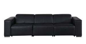 Two Piece Genuine Leather Sectional Sofa Set for Five in Bold Black