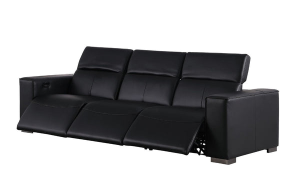 Two Piece Genuine Leather Sectional Sofa Set for Five in Bold Black