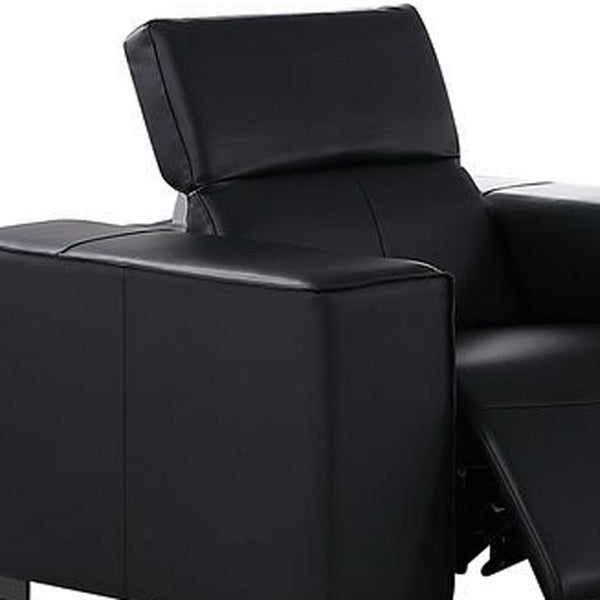 Two Piece Genuine Leather Sectional Sofa Set for Five in Bold Black