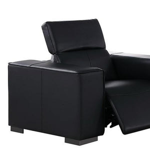 Two Piece Genuine Leather Sectional Sofa Set for Five in Bold Black