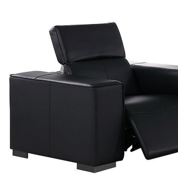 Two Piece Genuine Leather Sectional Sofa Set for Five in Bold Black