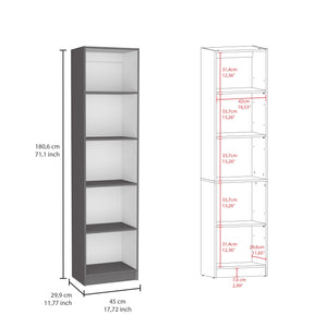 English Elm Kenyon Slim Two-Piece Bookcase Set with 10 Shelves — Modern Durable Particleboard Storage Solution Multicolor 45 L x 16 W x 6 H B200S00302