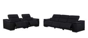 HomeRoots Two Piece Genuine Leather Sectional Sofa Set for Five with Bold Living Room Style 721630