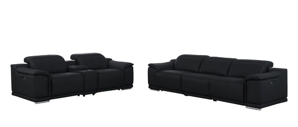 Two Piece Genuine Leather Sectional Sofa Set for Five with Bold Living Room Style