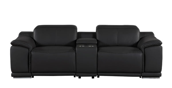 Two Piece Genuine Leather Sectional Sofa Set for Five with Bold Living Room Style