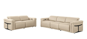 Two Piece Italian Leather Sectional Sofa Set Plush Five Seat Living Room Suite