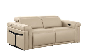 Two Piece Italian Leather Sectional Sofa Set Plush Five Seat Living Room Suite